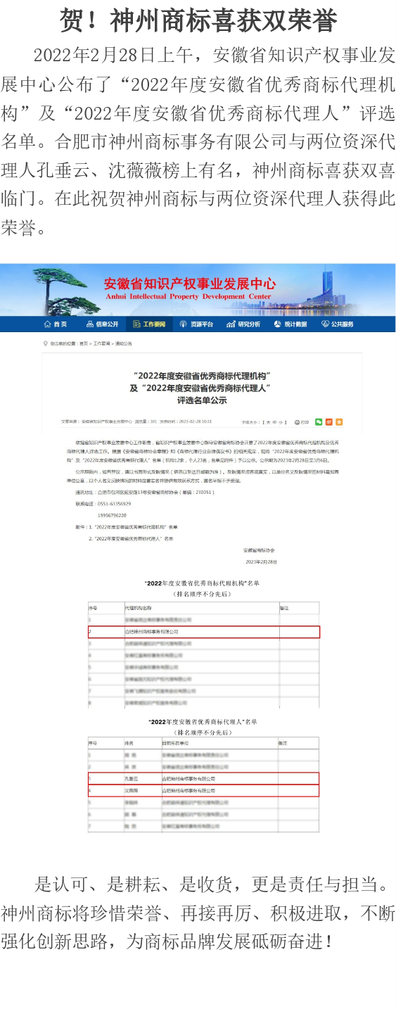 賀！神州商標(biāo)喜獲雙榮譽(yù)